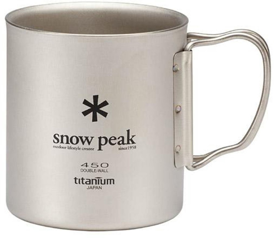 Camping Snowpeak Plates, Bowls, Cups & Utensils | Snow Peak Titanium Double Wall Mug - 450Ml Silver