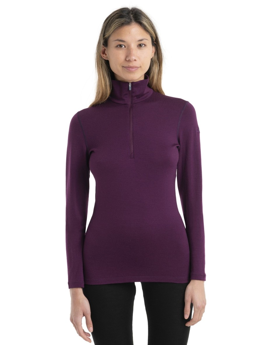 Clothing Icebreaker T Shirts & Base Layers | Icebreaker Womens 260 Tech Long Sleeved Half Zip - Nightshade Purple