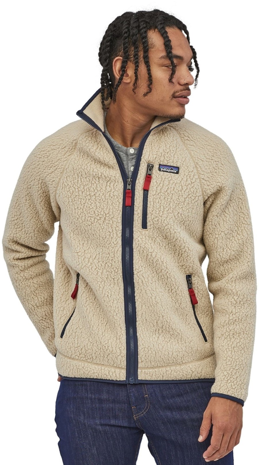 Clothing Patagonia Fleece & Mid Layer | Patagonia Mens Retro Pile Jacket - Ei Cap Khaki White