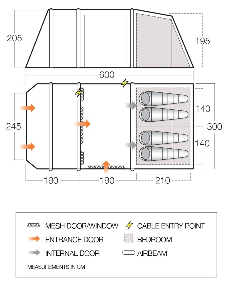 Camping Vango Inflatable Tents | Vango Joro Air 450 Sentinel Eco Dura Tent Package Blue