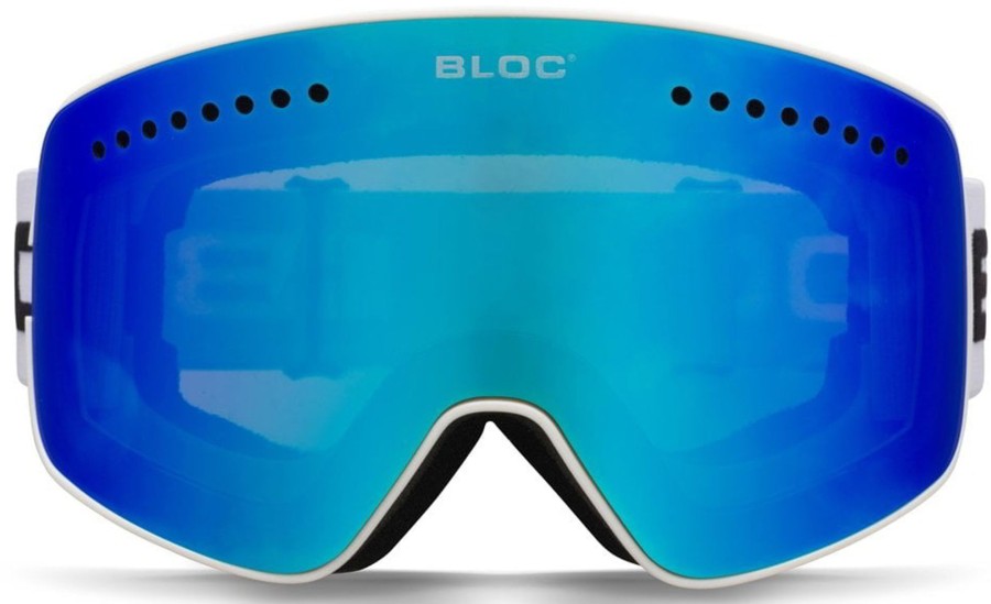 Clothing Bloc Eyewear Eyewear | Bloc Fifty-Five Goggle - Matt Blue Mirror Lens-Powder Lens White