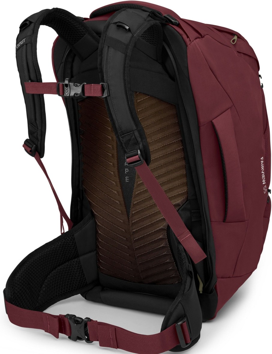 Rucksacks Osprey Luggage & Carry-On | Osprey Womens Fairview 55 Travel Pack - Zircon Red