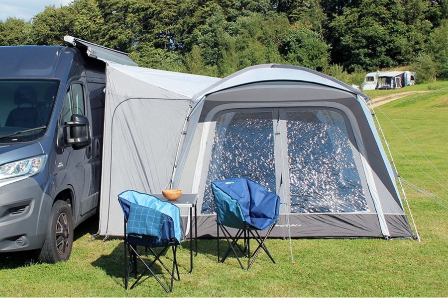 Camping Outdoor Revolution Driveaway Van Awnings | Outdoor Revolution Cayman Poled Mid Drive-Away Awning Grey