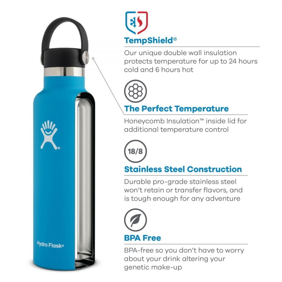 Equipment Hydro Flask Water Bottles | Hydro Flask 18Oz Standard Mouth Bottle - Dew Blue