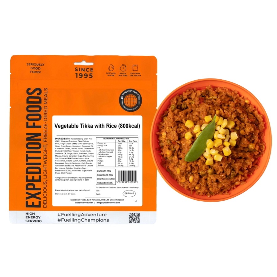 Equipment Expedition Foods Lunch/ Dinner | Expedition Foods Vegetable Tikka With Rice - 800Kcal Orange