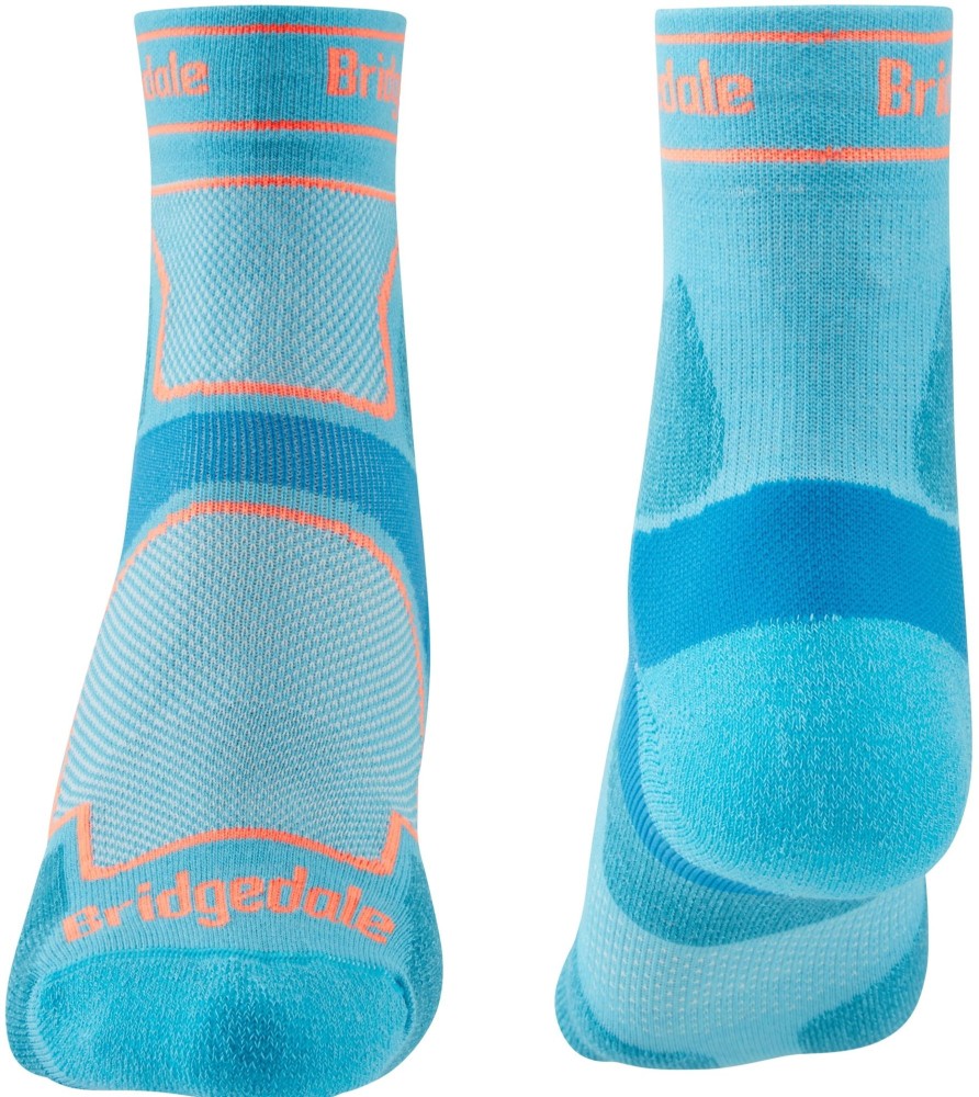 Clothing Bridgedale Socks | Bridgedale Womens Trail Run Ultralight T2 Coolmax Sport 3/4 Crew Socks Blue