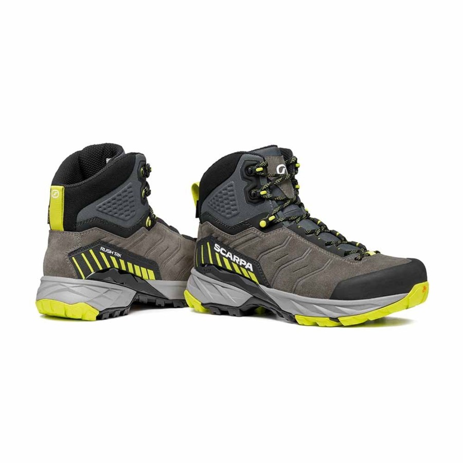 Footwear Scarpa Walking Boots | Scarpa Mens Rush Trk Gtx Boots - Titanium-Lime Grey