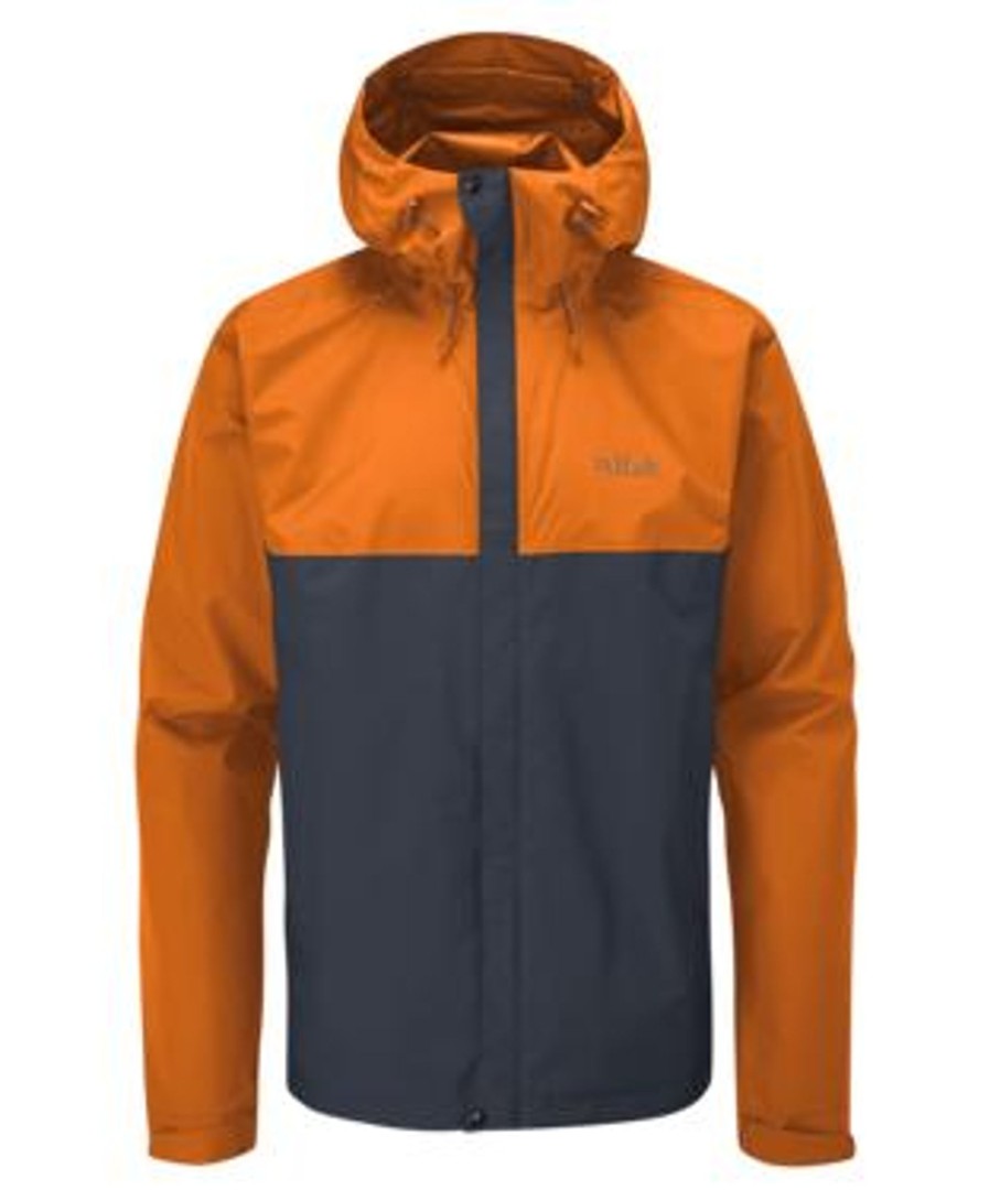 Clothing Rab Waterproof Jackets | Rab Mens Downpour Eco Jacket - Marmalade-Beluga Orange