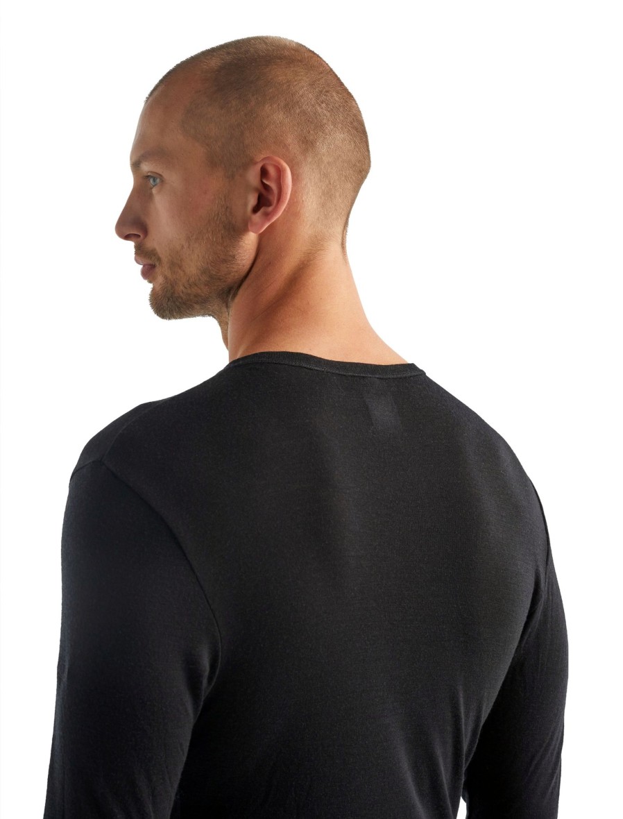 Clothing Icebreaker T Shirts & Base Layers | Icebreaker Mens 175 Everyday Long Sleeved Crewe Top Black