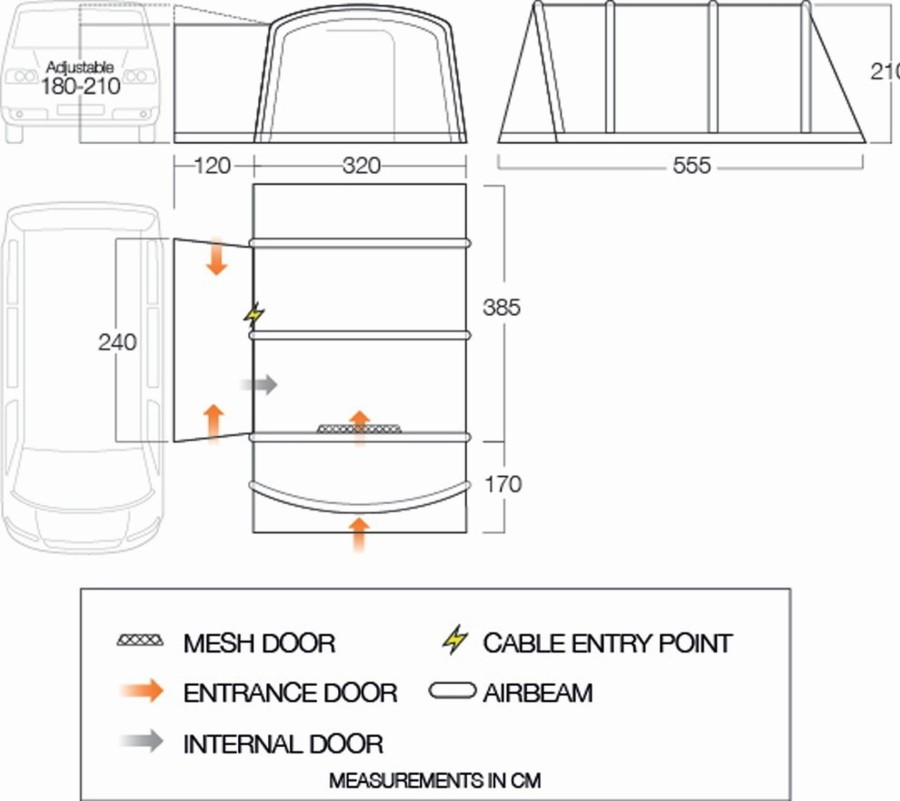 Camping Vango Driveaway Van Awnings | Vango Galli Cc Air Low Driveaway Awning Grey