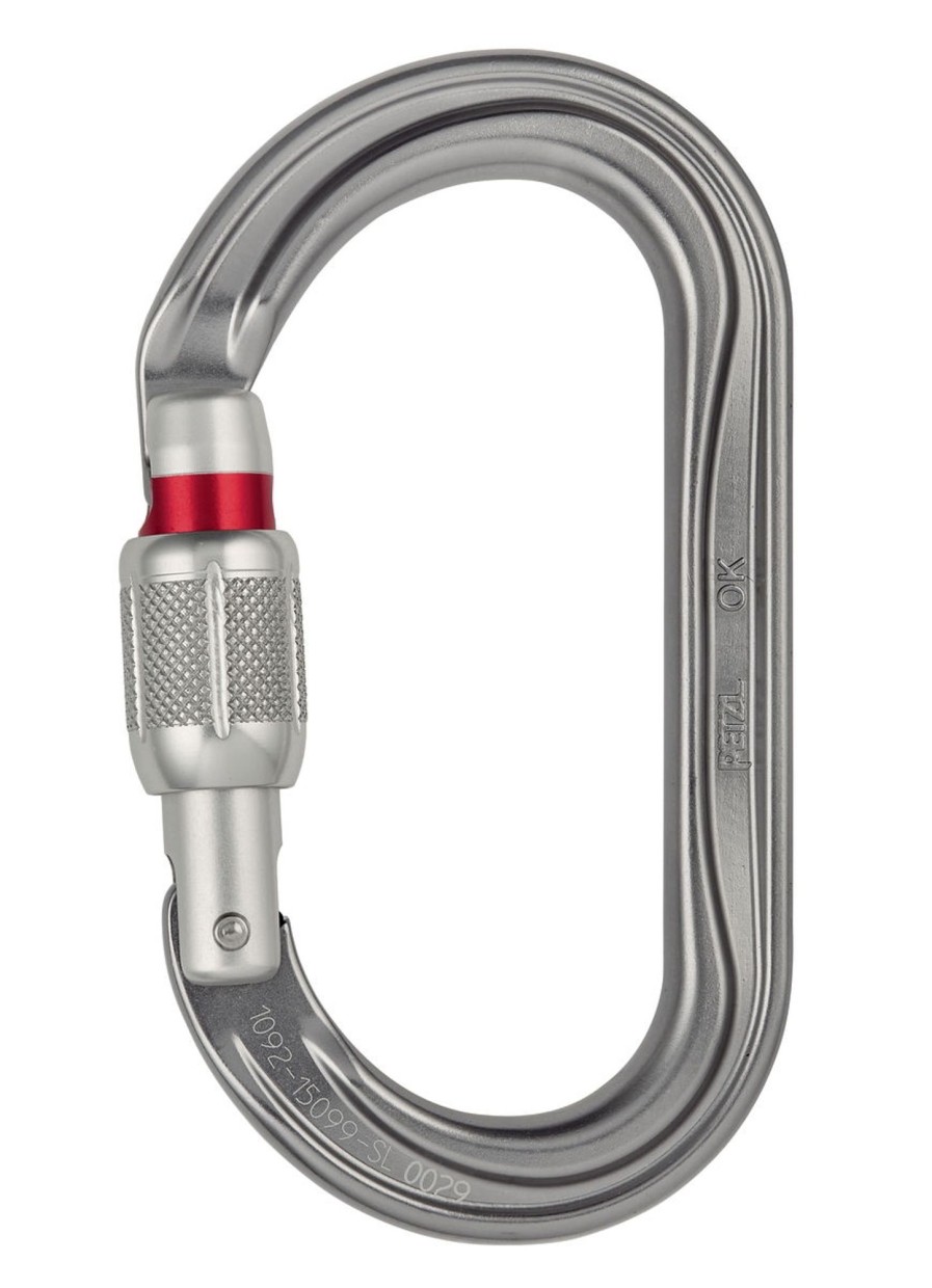 Equipment Petzl Carabiners & Quickdraws | Petzl Ok Oval Screwgate Carabiner Silver