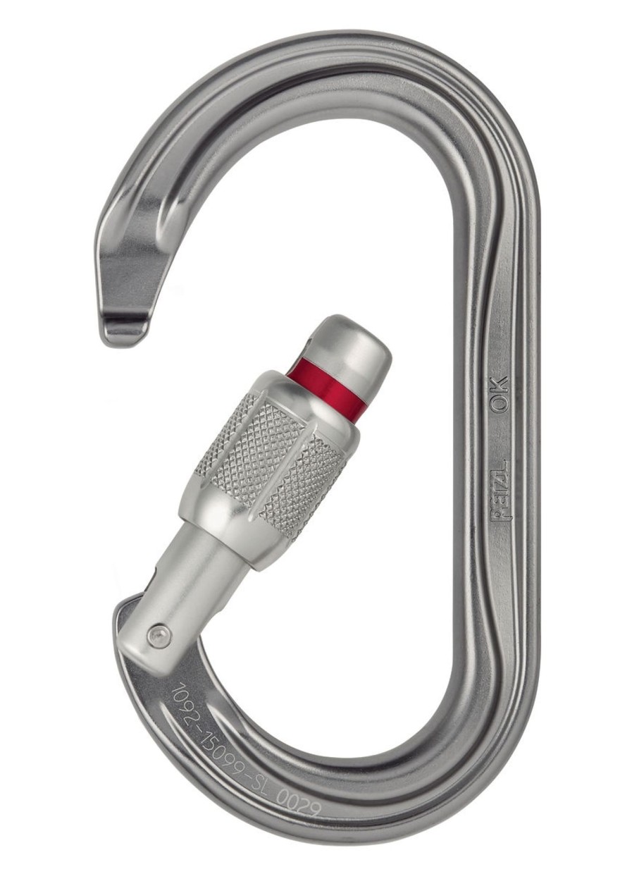 Equipment Petzl Carabiners & Quickdraws | Petzl Ok Oval Screwgate Carabiner Silver