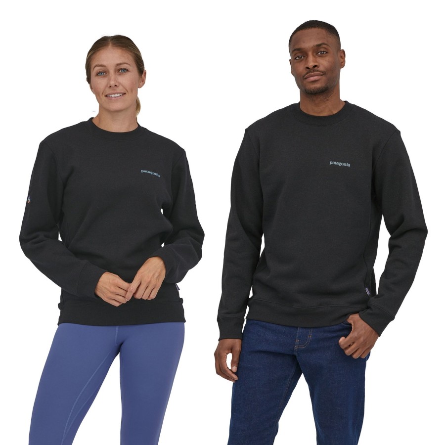 Clothing Patagonia Fleece & Mid Layer | Patagonia Unisex Fitz Roy Icon Uprisal Crew Sweatshirt - Ink Black