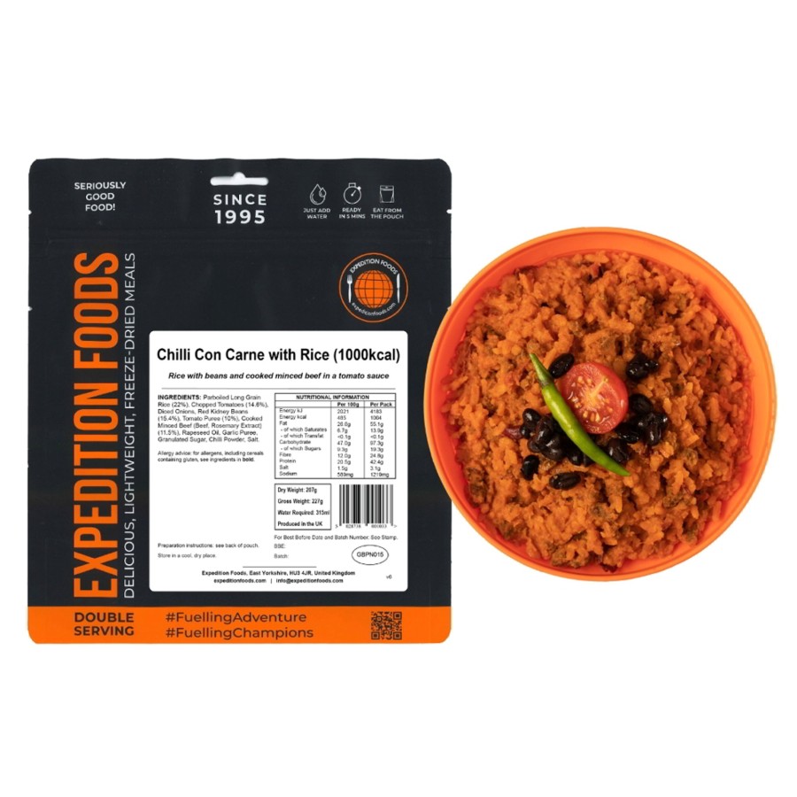 Equipment Expedition Foods Lunch/ Dinner | Expedition Foods Chilli Con Carne With Rice - 1000Kcal Black