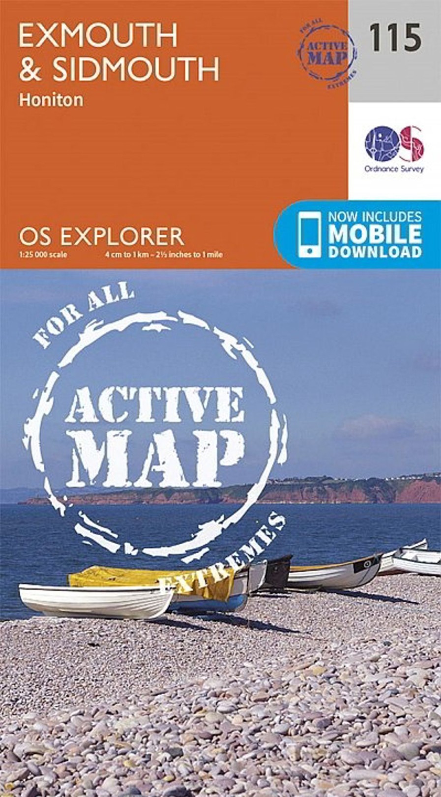 Equipment Ordnance Survey Maps And Books | Os Explorer - Active Map 115 - Exmouth And Sidmouth Orange