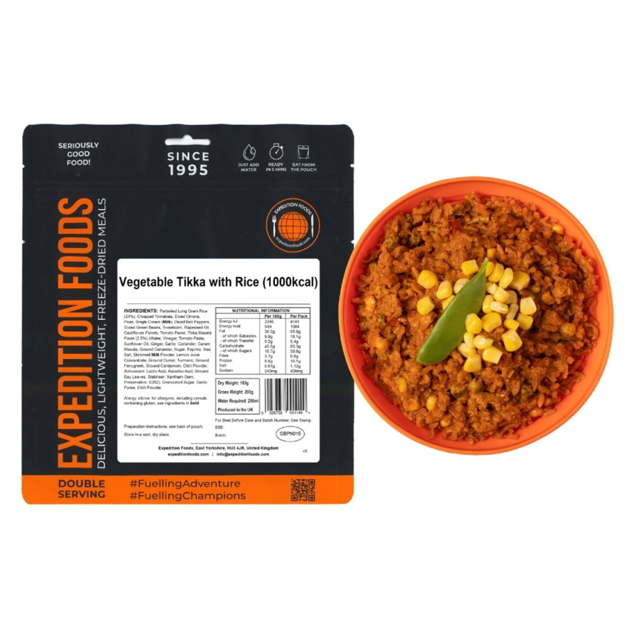 Equipment Expedition Foods Lunch/ Dinner | Expedition Foods Vegetable Tikka With Rice - 1000Kcal Black