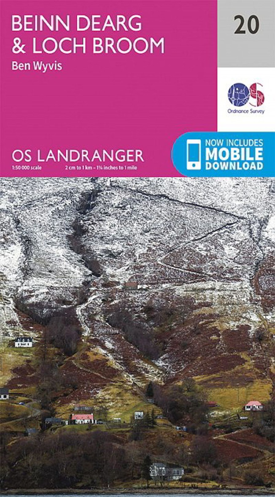 Equipment Ordnance Survey Maps And Books | Os Landranger Map 20 - Beinn Dearg And Loch Broom Ben Wyvis Pink