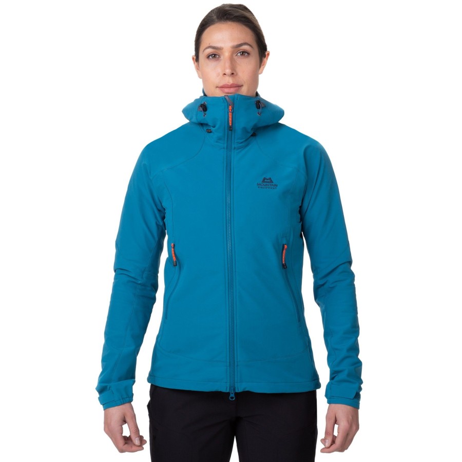 Clothing Mountain Equipment Softshell Jackets | Mountain Equipment Womens Frontier Hooded Jacket - Alto Blue