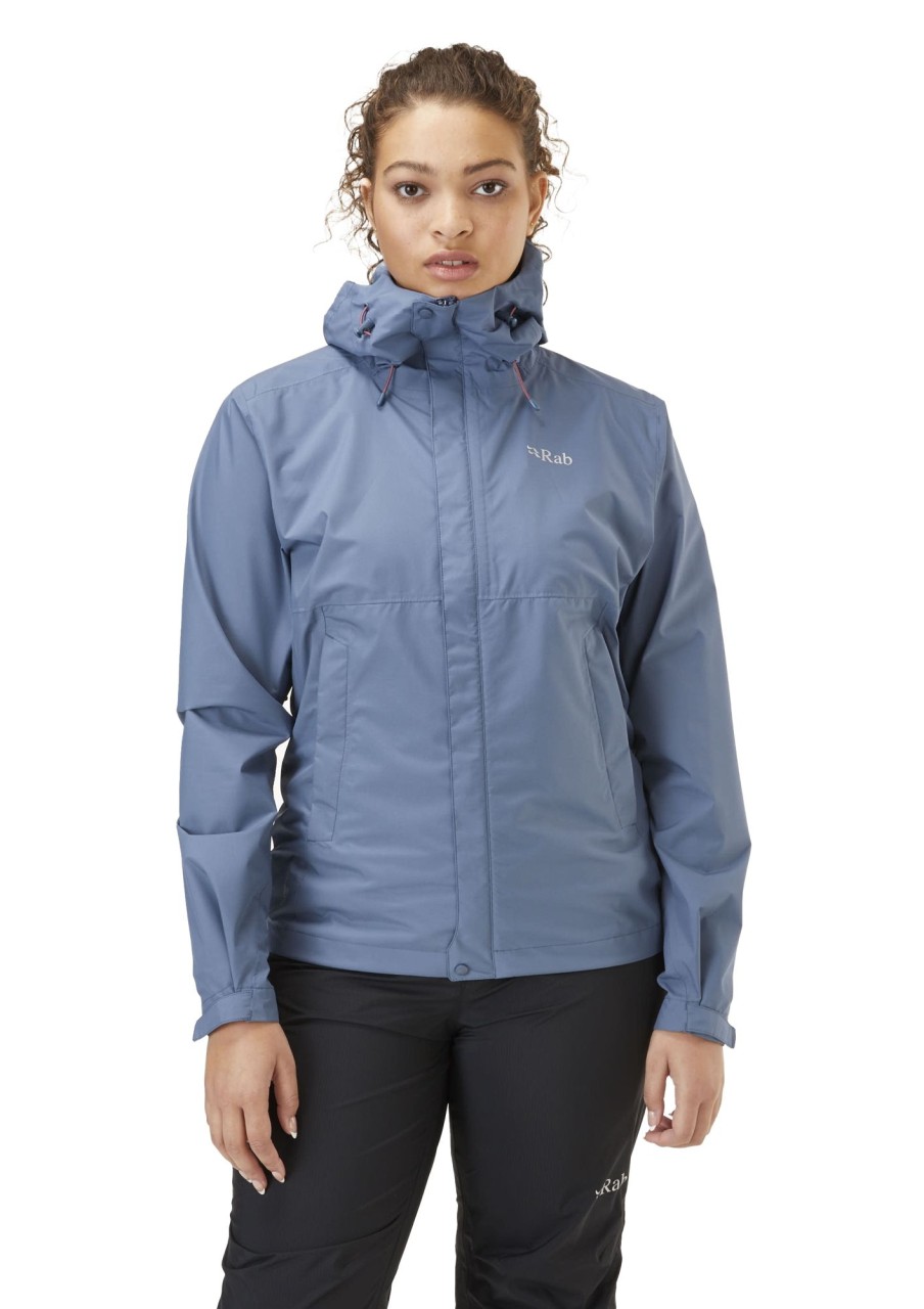 Clothing Rab Waterproof Jackets | Rab Womens Downpour Eco Jacket - Bering Sea Blue