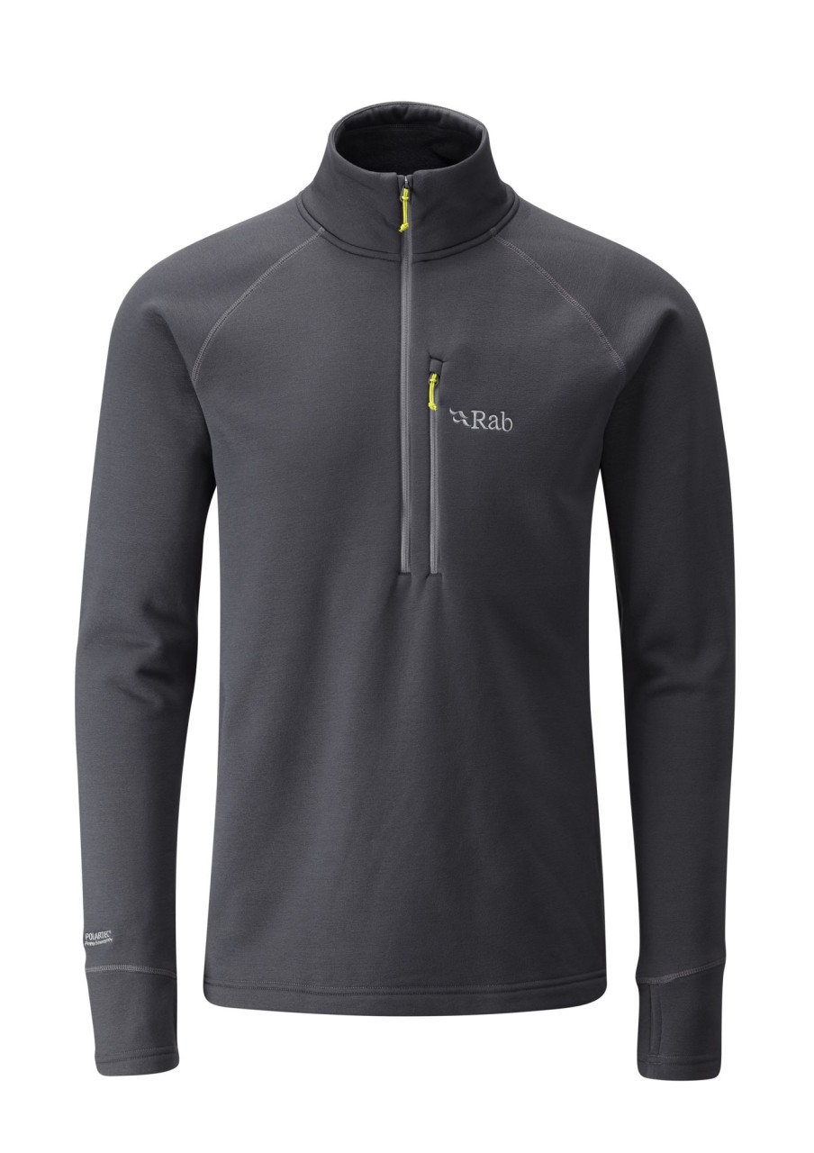 Clothing Rab Fleece & Mid Layer | Rab Mens Power Stretch Pro Pull-On Fleece - Beluga Grey