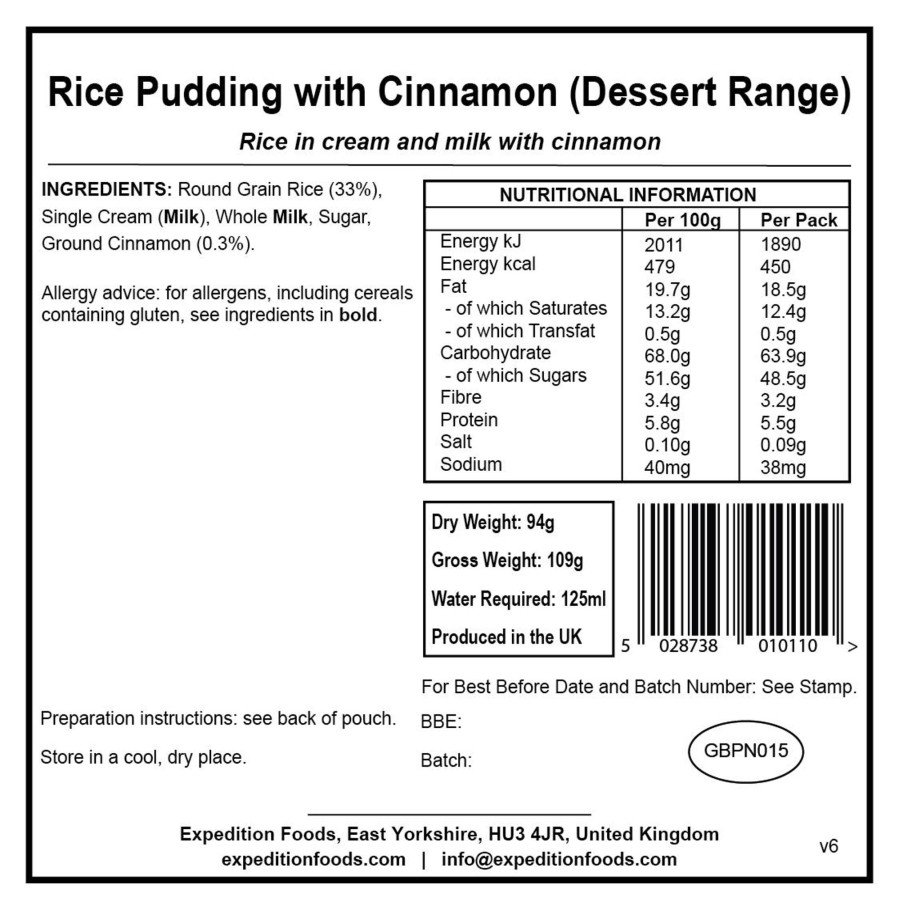 Equipment Expedition Foods Dessert | Expedition Foods Rice Pudding With Cinnamon - Dessert Range Orange