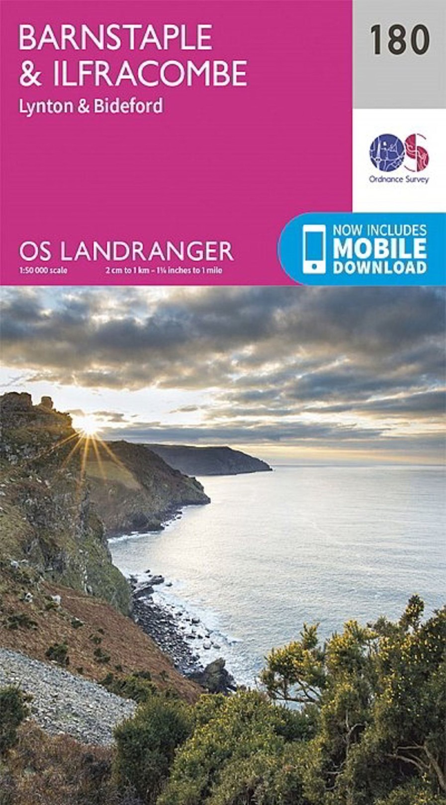 Equipment Ordnance Survey Maps And Books | Os Landranger Map 180 - Barnstaple And Ilfracombe Lynton And Bideford Pink