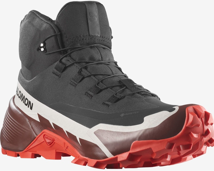 Footwear Salomon Mid Height Boots | Salomon Mens Crosshike Mid Gtx 2 Boots Bitter Chocolate-Fiery Red Black