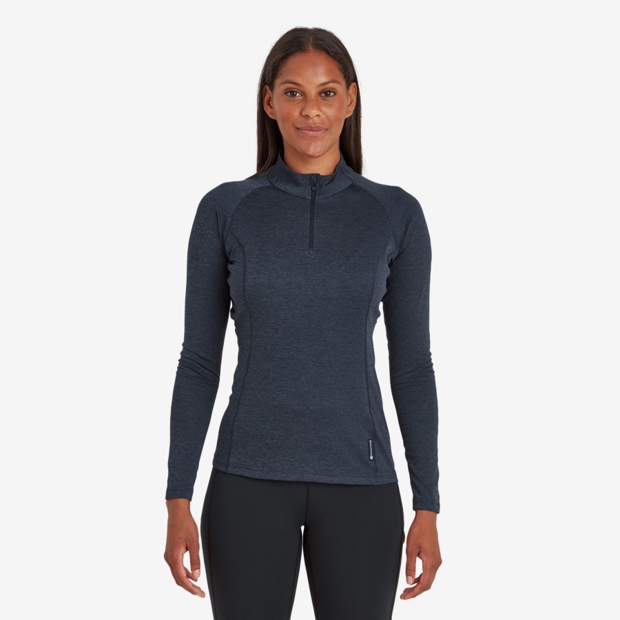 Clothing Montane T Shirts & Base Layers | Montane Womens Dart Zip Neck T-Shirt - Eclipse Blue