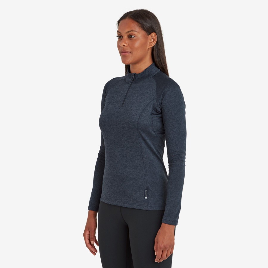 Clothing Montane T Shirts & Base Layers | Montane Womens Dart Zip Neck T-Shirt - Eclipse Blue