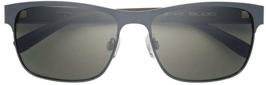 Clothing Bloc Eyewear Eyewear | Bloc Deck Sunglasses - Matt Gun-Matt Black Temple-Green Grey