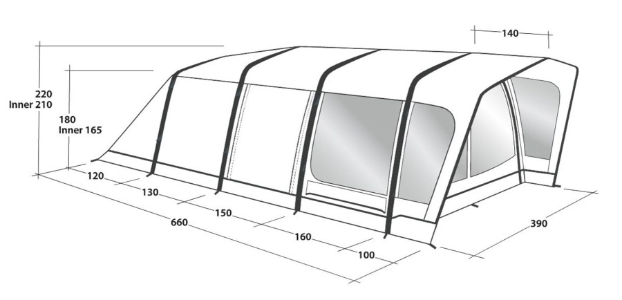 Camping Outwell Inflatable Tents | Outwell Hayward Lake 6Atc Inflatable Tent Blue