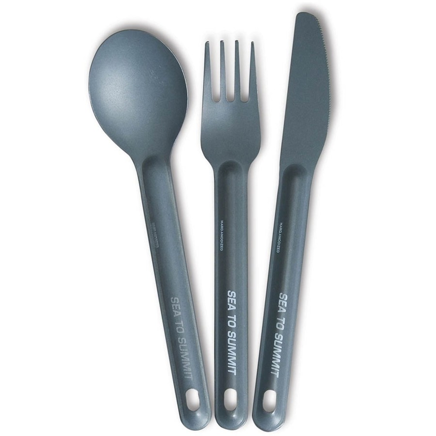 Camping Sea To Summit Plates, Bowls, Cups & Utensils | Sea To Summit Alphalight Knife Fork And Spoon Set Grey