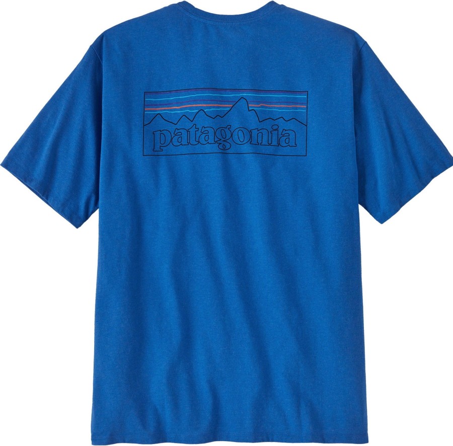 Clothing Patagonia T Shirts & Base Layers | Patagonia Mens Short Sleeved P-6 Logo Responsibili-Tee - P-6 Outline-Vessel Blue