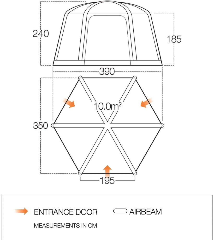 Camping Vango Ex Demo Tents & Camping | Vango Airhub Hex Tent - Demo Model Grey