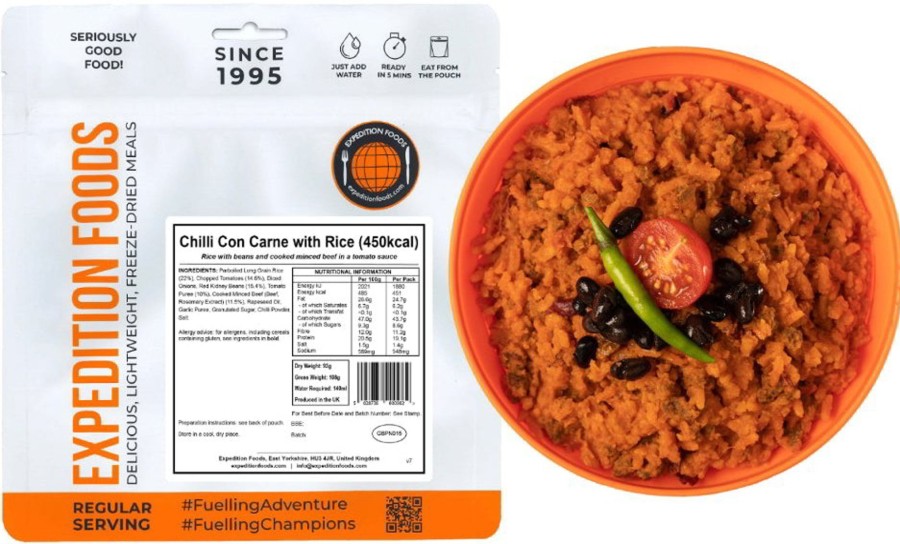 Equipment Expedition Foods Lunch/ Dinner | Expedition Foods Chilli Con Carne With Rice - 450Kcal White