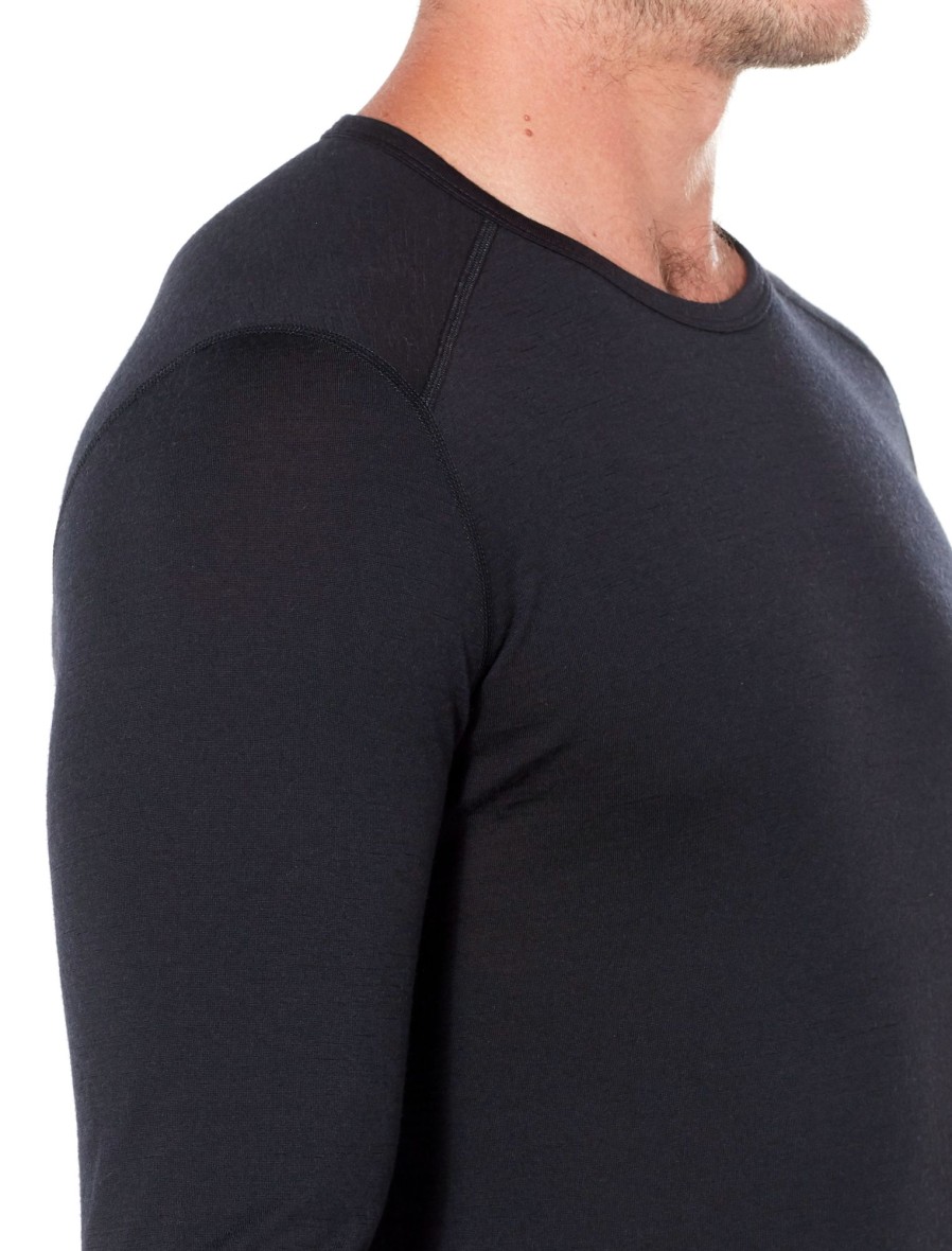 Clothing Icebreaker T Shirts & Base Layers | Icebreaker Mens 200 Oasis Long Sleeved Crewe Top Black