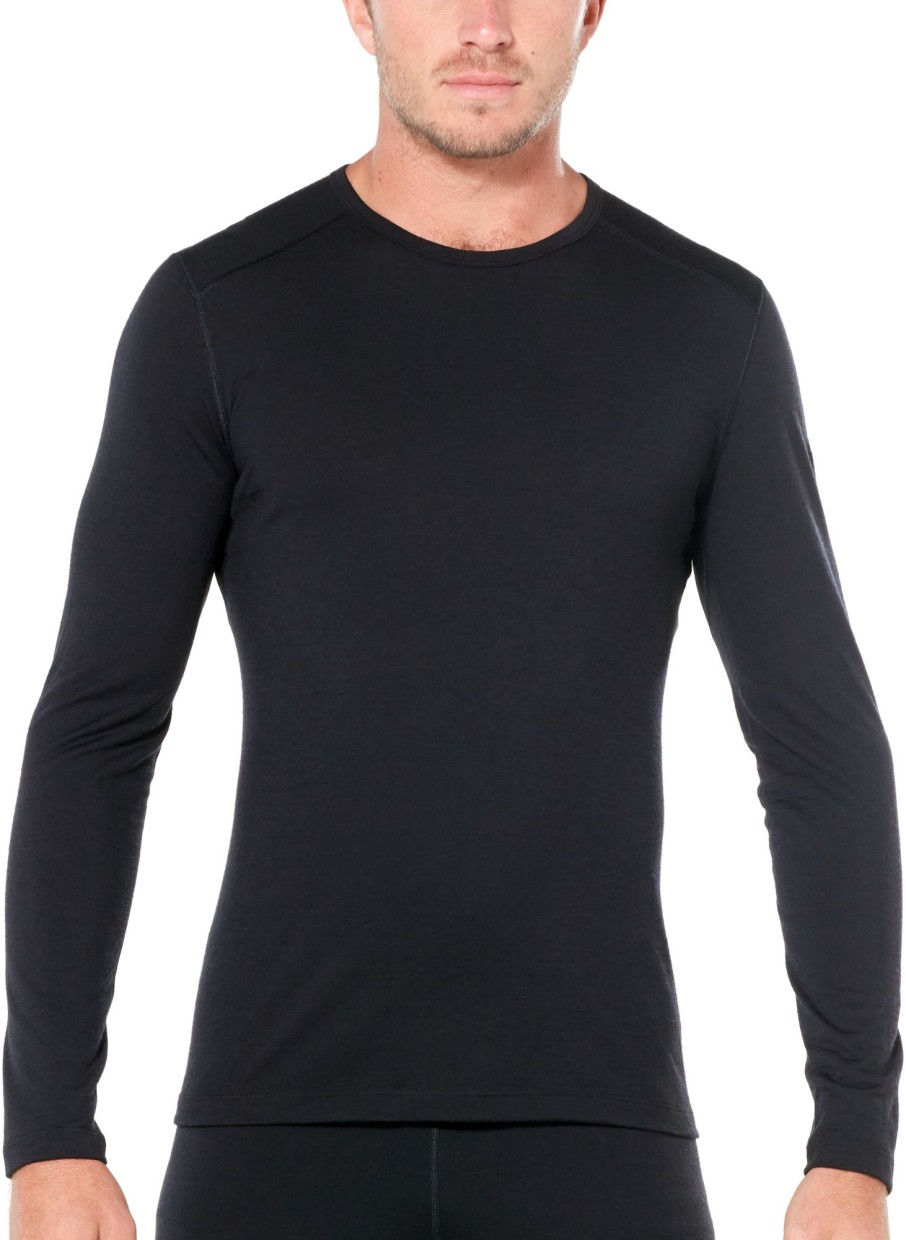 Clothing Icebreaker T Shirts & Base Layers | Icebreaker Mens 200 Oasis Long Sleeved Crewe Top Black