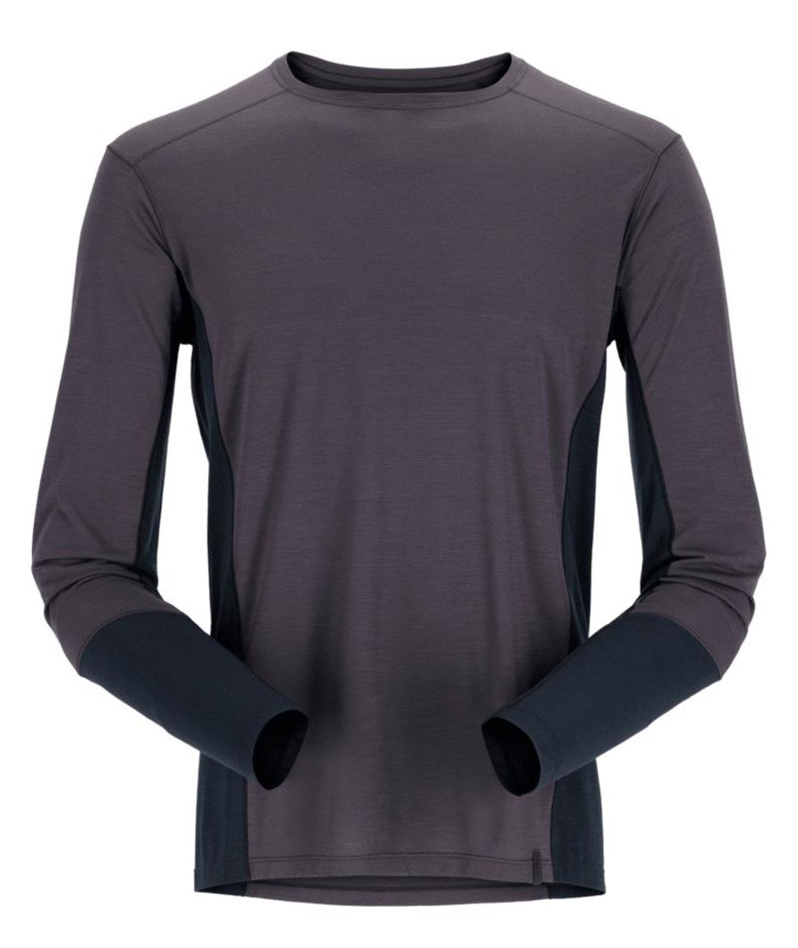 Clothing Rab T Shirts & Base Layers | Rab Mens Syncrino Base Ls Tee - Graphene Grey