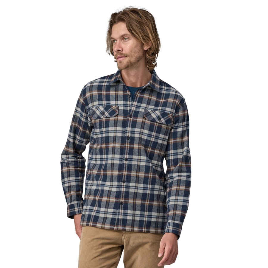 Clothing Patagonia Shirts | Patagonia Mens Organic Cotton Mw Fjord Flannel Shirt - Fields-New Navy Blue