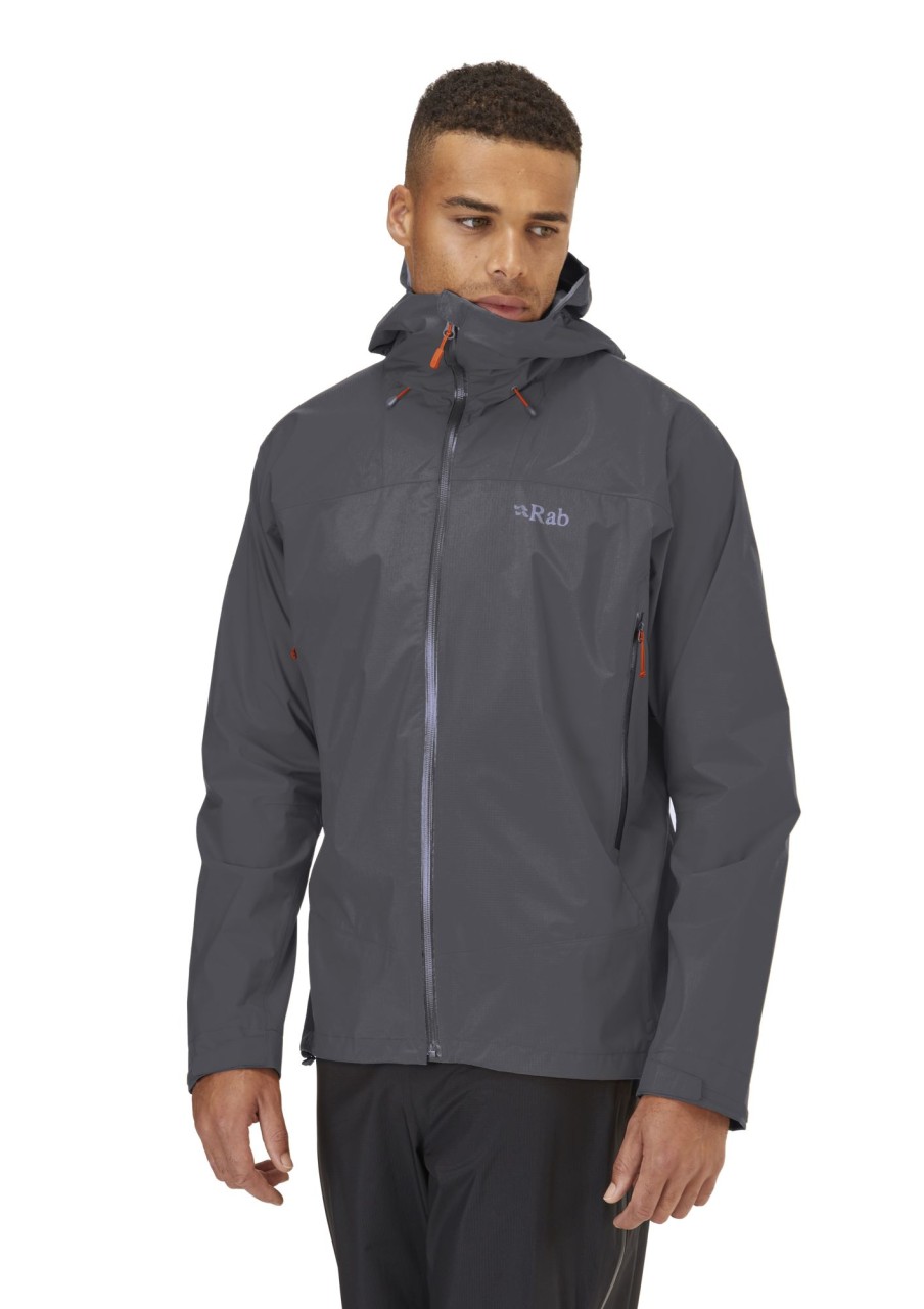 Clothing Rab Waterproof Jackets | Rab Mens Downpour Plus 2.0 Jacket - Graphene Grey