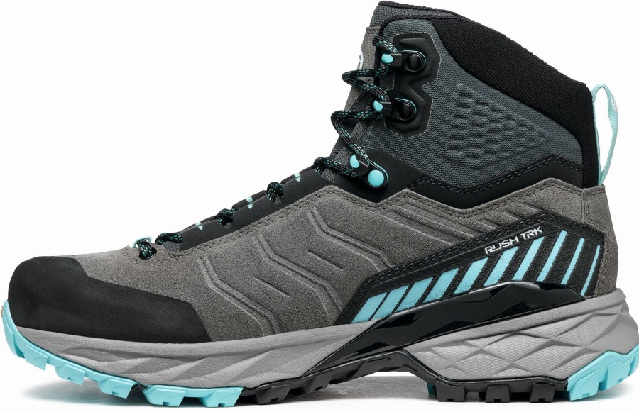 Footwear Scarpa Walking Boots | Scarpa Womens Rush Trk Gtx Boots - Midgray-Aqua Grey