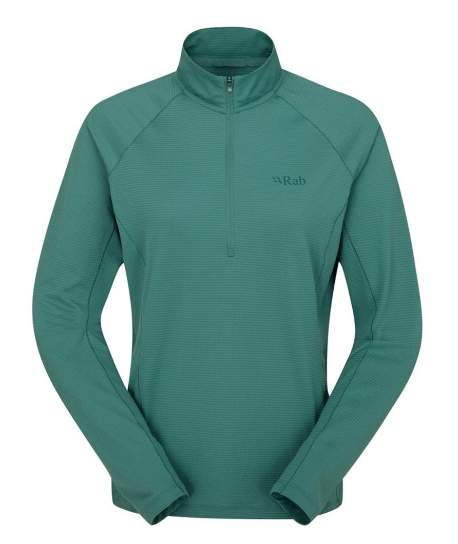 Clothing Rab T Shirts & Base Layers | Rab Womens Sonic Long Sleeved Zip-T - Eucalyptus Green