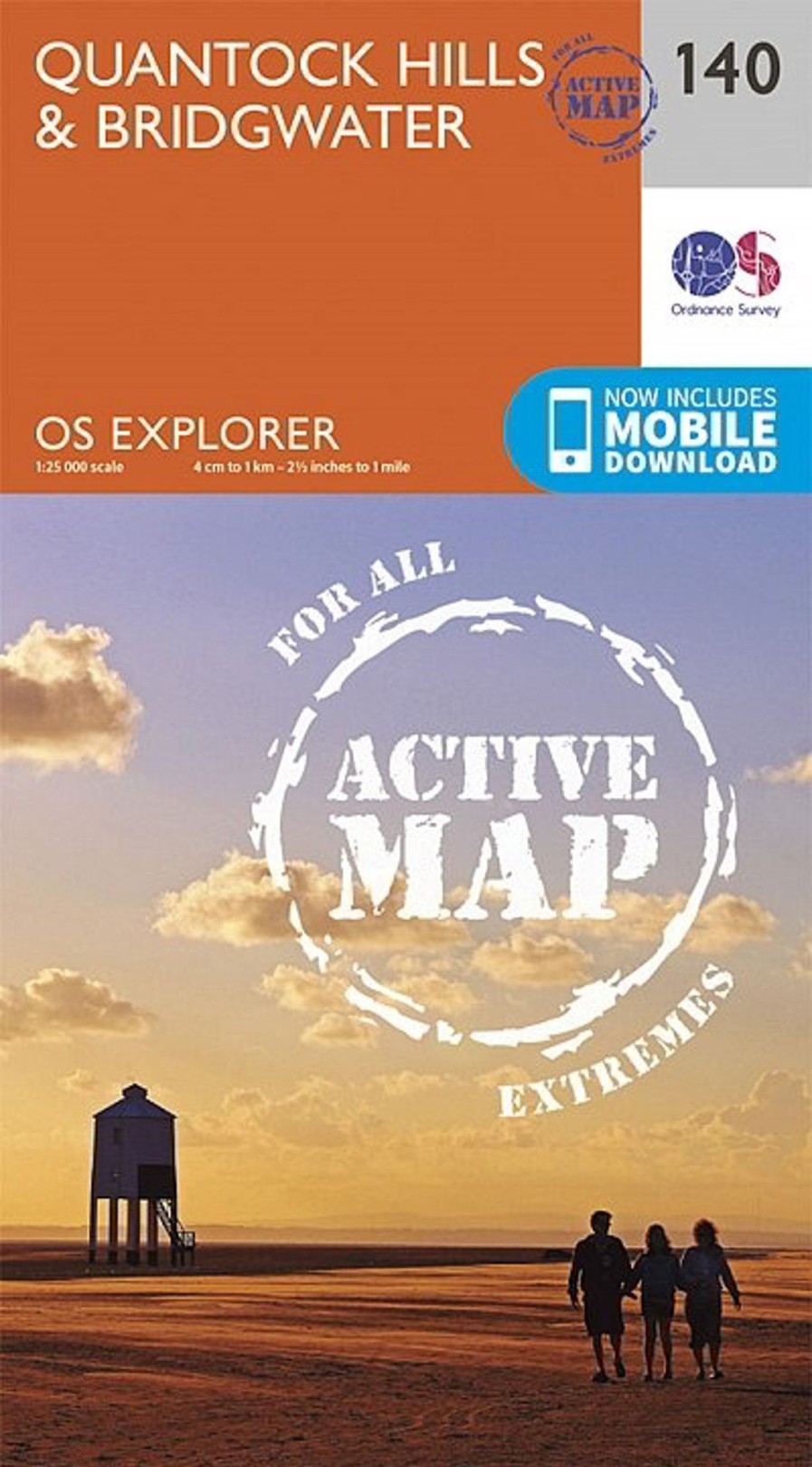 Equipment Ordnance Survey Maps And Books | Os Explorer - Active Map 140 - Quantock Hills And Bridgwater Orange