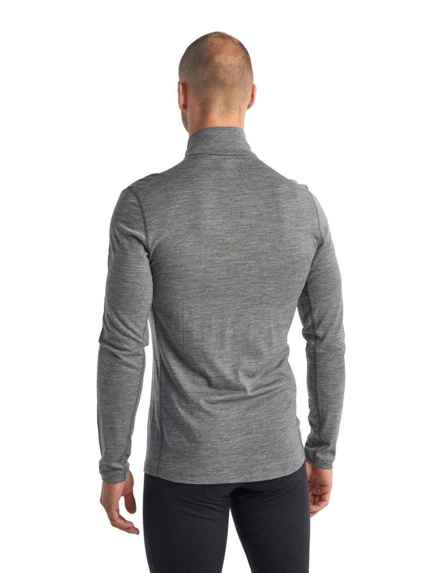 Clothing Icebreaker T Shirts & Base Layers | Icebreaker Mens 200 Oasis Long Sleeved Half Zip Top - Gritstone Heather Grey