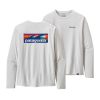 Clothing Patagonia T Shirts & Base Layers | Patagonia Mens Long Sleeved Cap Cool Daily Graphic Shirt - Waters - Boardshort Logo: White