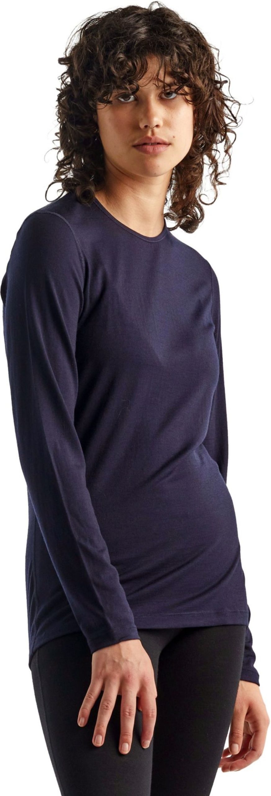 Clothing Icebreaker T Shirts & Base Layers | Icebreaker Womens 200 Oasis Long Sleeved Crewe Top - Midnight Navy Blue