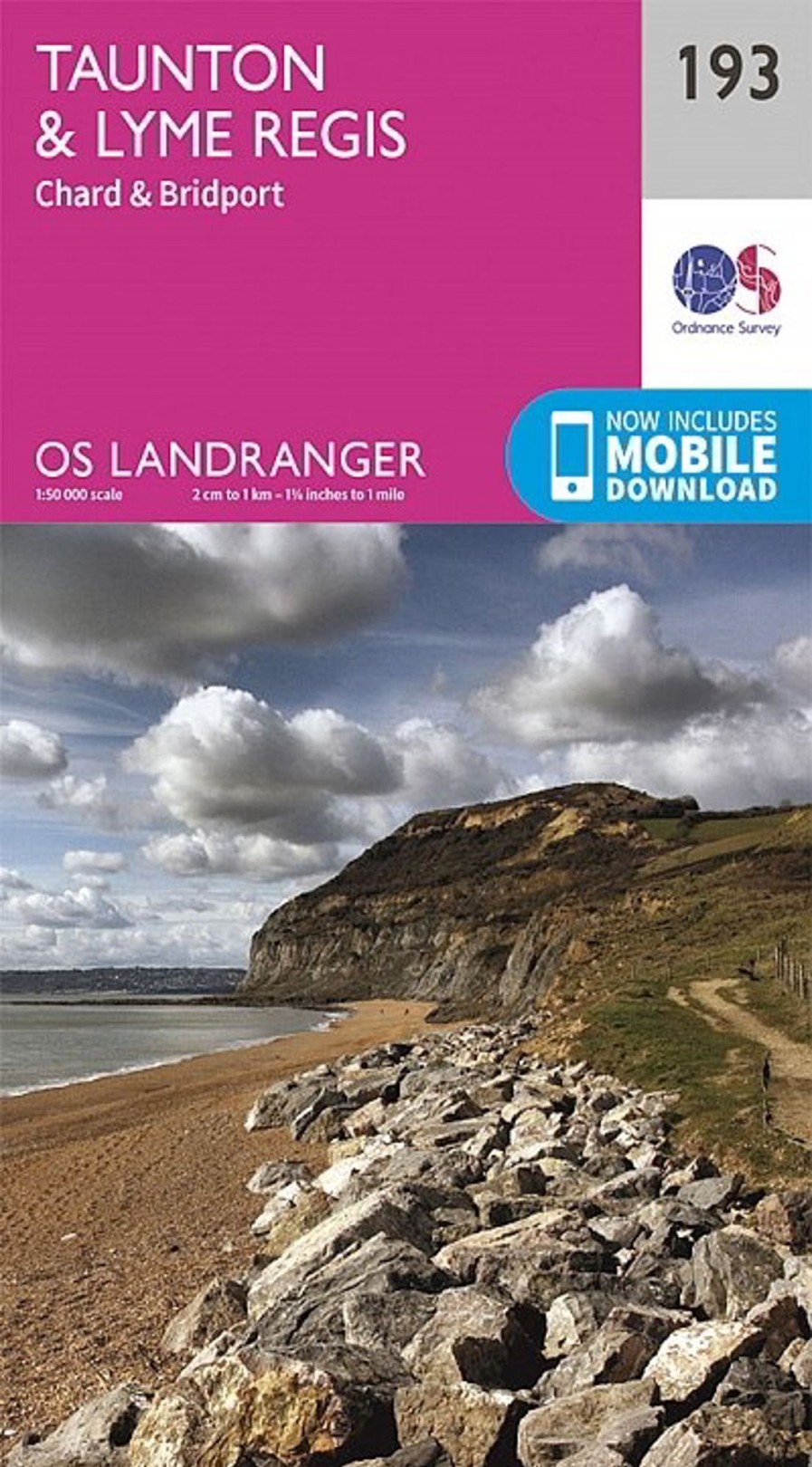 Equipment Ordnance Survey Maps And Books | Os Landranger Map 193 - Taunton And Lyme Regis, Chard And Bridport Pink