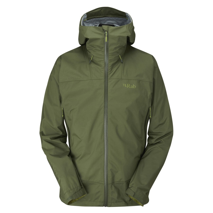 Clothing Rab Waterproof Jackets | Rab Mens Downpour Plus 2.0 Jacket - Bracken Green