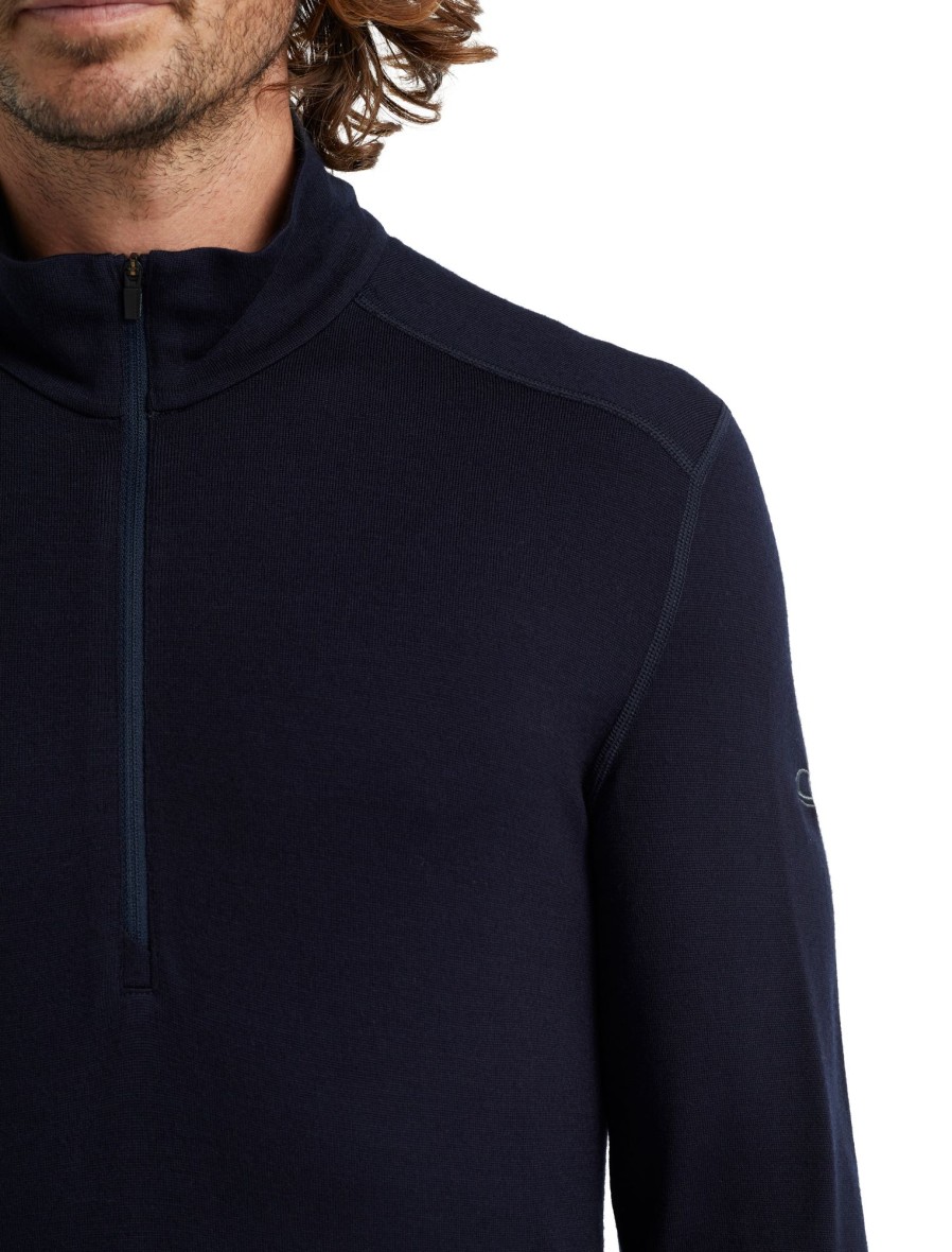 Clothing Icebreaker T Shirts & Base Layers | Icebreaker Mens 260 Tech Long Sleeved Half Zip Top - Midnight Navy Blue