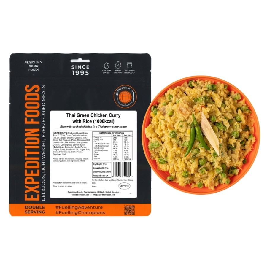 Equipment Expedition Foods Lunch/ Dinner | Expedition Foods Thai Green Chicken Curry With Rice - 1000Kcal Black